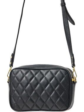Quilted Vegan Leather Crossbody Bag | Small Camera Style Shoulder Bag with